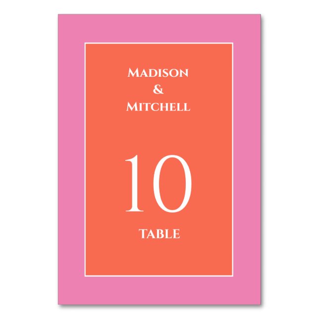 Garden Sunrise Pink Orange Watercolor Wedding Table Number (Front)