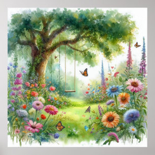 Garden Swing Landscape 5 Poster