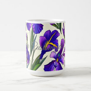 Garden Symphony: Iris Floral Pattern Coffee Mug