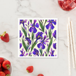 Garden Symphony: Iris Floral Pattern Napkin