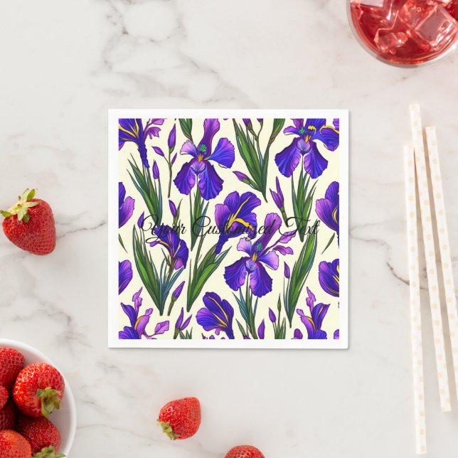 Garden Symphony: Iris Floral Pattern Napkin (Insitu)