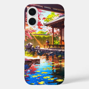 Garden Tea House – Relaxing Anime Spring iPhone 16 Case