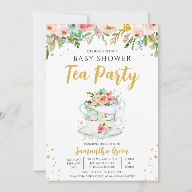 Garden Tea Party Baby Shower Invitation (Front)