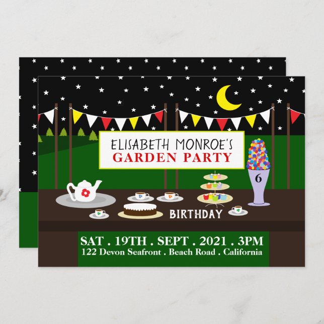 Garden Tea Party, Birthday Party Invitation (Front/Back)
