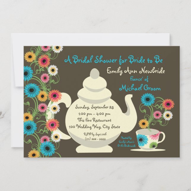 Garden Tea Party Bridal Shower Invitation (Front)