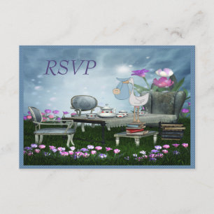 Garden Tea Party Bring a Book RSVP Baby Shower Card