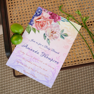 Garden Tea Party Calligraphy Baby Shower Brunch Invitation