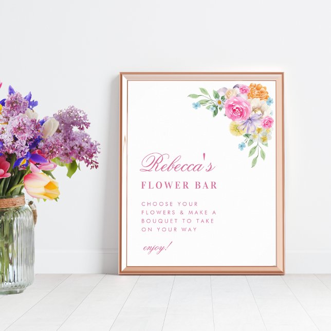 Garden Tea Party Floral Bridal Shower Bar Sign (Creator Uploaded)