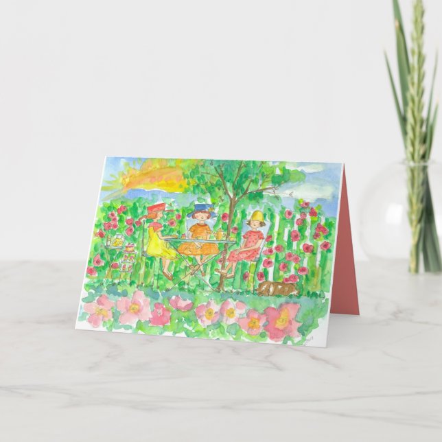 Garden Tea Party Girlfriends Happy Birthday Card (Front)