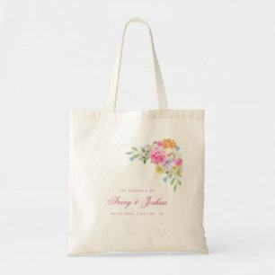 Garden Tea Party Pink Summer Floral Wedding Favour Tote Bag