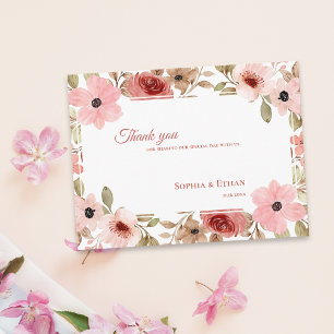 Garden Theme Blush Pink  Floral Wedding Thank You Postcard