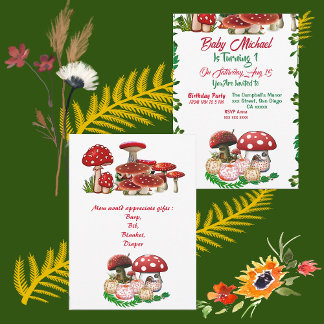 Garden Toadstool Fall Pumpkin Baby's 1st Birthday 