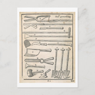 Garden tools, from 'The Dutch Gardener' by Johann Postcard