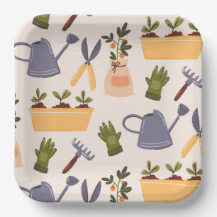Garden Tools Paper Plate
