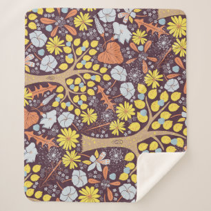Garden trees, floral, apple pattern sherpa blanket