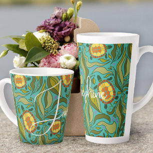 Garden Turtles Pattern Personalised Latte Mug