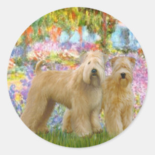 Garden - Two Wheaten Terriers Classic Round Sticker
