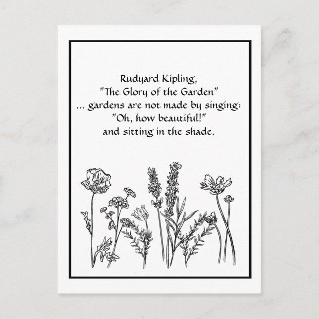 Garden Verse Rudyard Kipling Watercolor Flowers  C Postcard (Front)