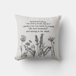 Garden Verse Rudyard Kipling Watercolor Flowers Cushion