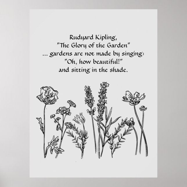Garden Verse Rudyard Kipling Watercolor Flowers Poster (Front)