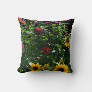 Garden View daisies cosmos sunflowers mums Cushion