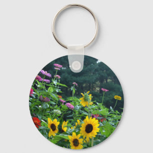 Garden View- sunflower, daisies, cosmos Key Ring