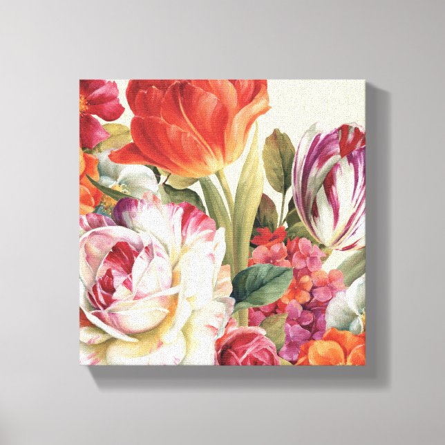 Garden View Tossed Flowers Canvas Print (Front)
