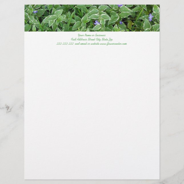 Garden Vinca Vine Custom Personal or Business Letterhead (Front)