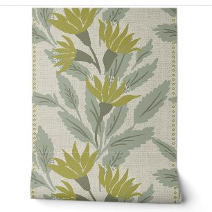 Garden vine - line green vintage victorian wallpaper