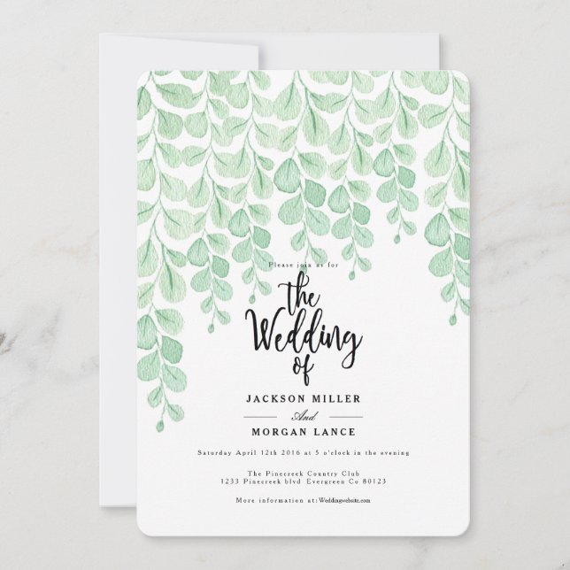 Garden Vine | Watercolor Wedding Invite (Front)