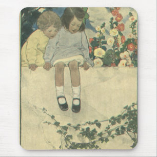 Garden Wall Jessie Willcox Smith, Vintage Children Mouse Pad