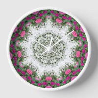 Garden Water Fountain Pink Flowers Mandala Design