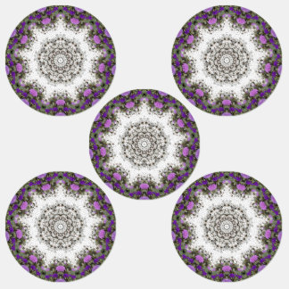 Garden Water Fountain Purple Flowers Mandala Style