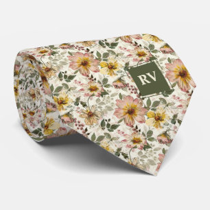 Garden Watercolor Floral Tie
