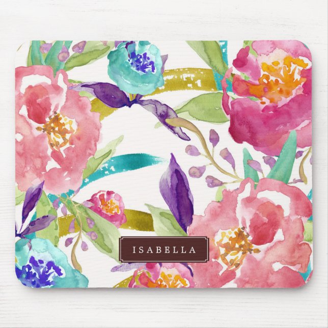 Garden Watercolor Personalised Mouse Pad (Front)