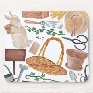 Garden watercolor print mouse pad