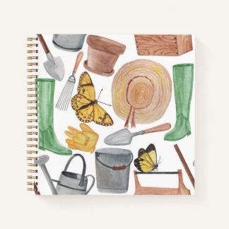Garden watercolor set tools of pattern  notebook