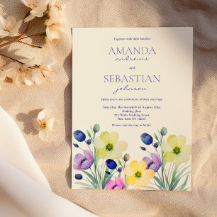 Garden watercolor wildflowers flowers Wedding Invitation