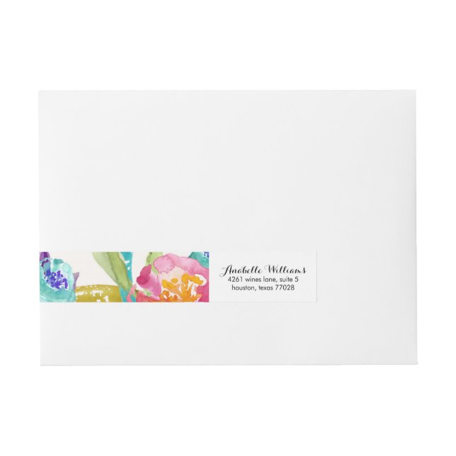 Garden Watercolor Wraparound Address Label (Front)