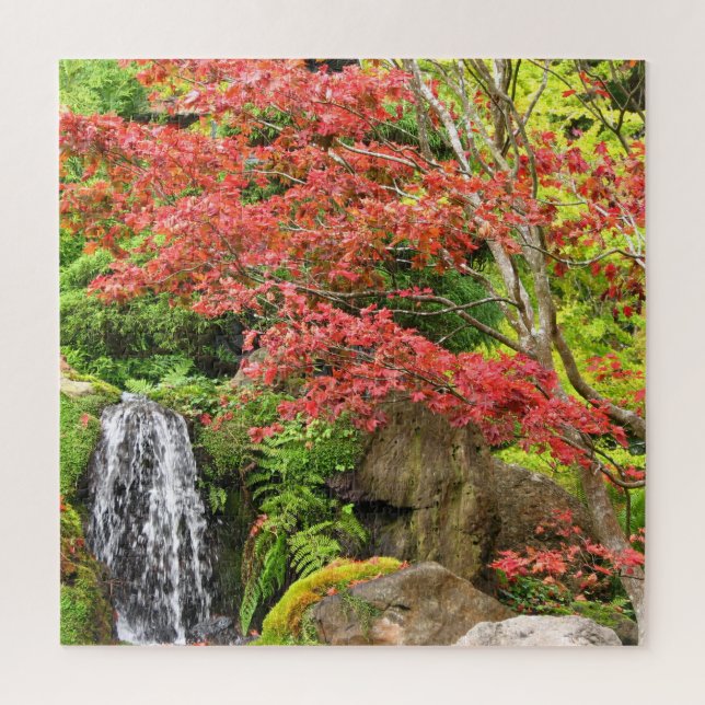 Garden Waterfall in Autumn Jigsaw Puzzle (Vertical)