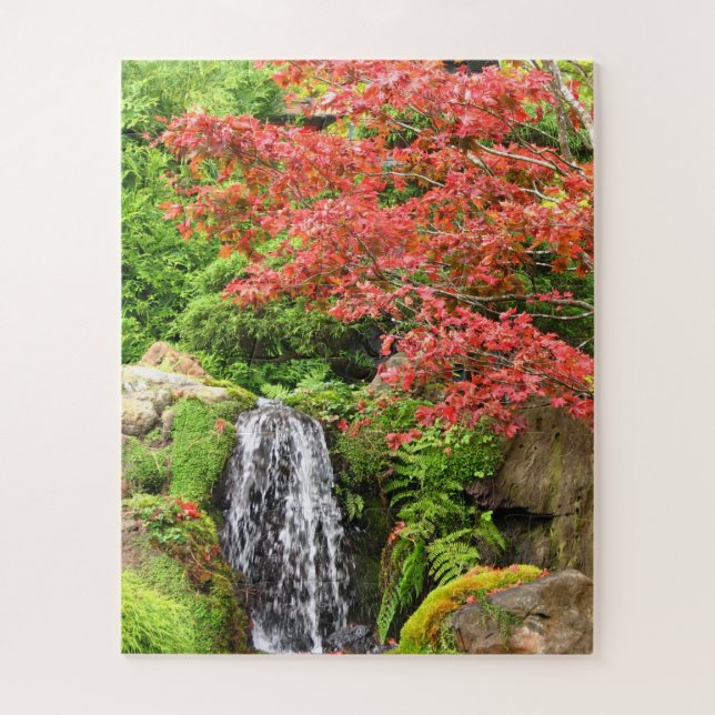 Garden Waterfall in Autumn Jigsaw Puzzle (Vertical)