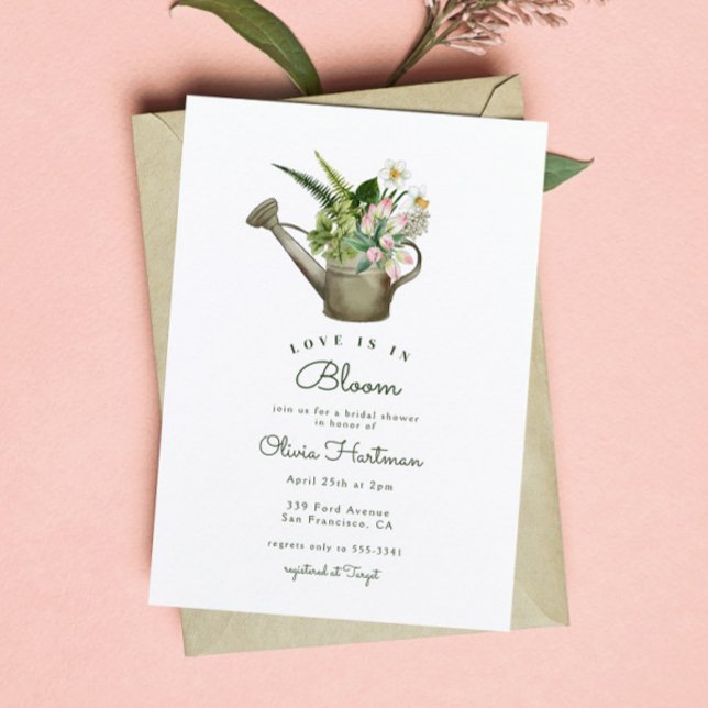 Garden Watering Can Floral Bridal Shower Invitation (Creator Uploaded)