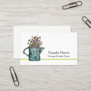 Garden Watering Can Flower Bouquet Business Card