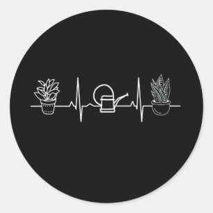 Garden Watering Can Heartbeat Classic Round Sticker