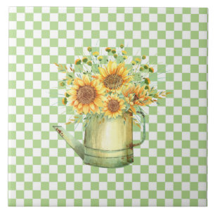 Garden Watering Can Sunflowers Tile