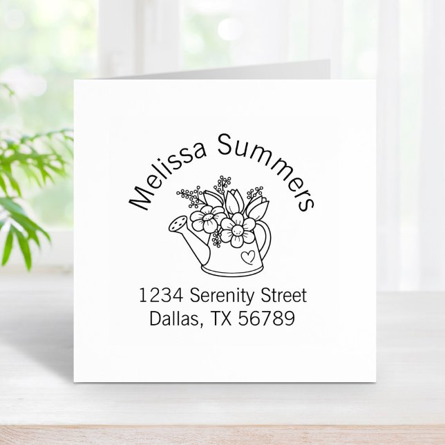 Garden Watering Can with Flowers Address 2 Rubber Stamp (Creator Uploaded)