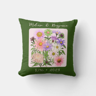 Garden Wedding date Pillow pink flowers boho