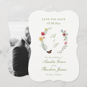 Garden Wedding Die Cut Save the Date Card