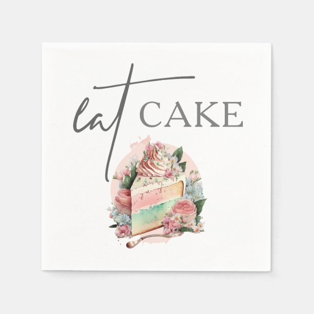 Garden Wedding Eat Cake Napkin (Front)