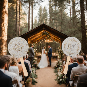 Garden Wedding Fan White Hummingbird
